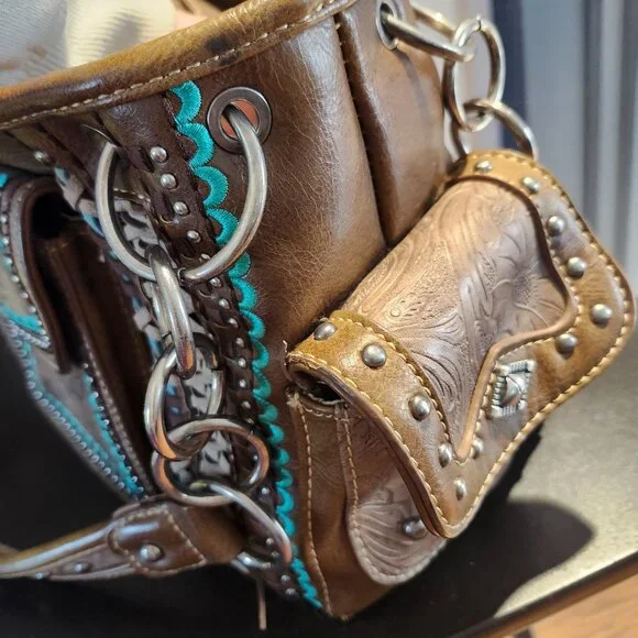 Montana West Purse / Brown and Turquoise - Picture 7 of 13